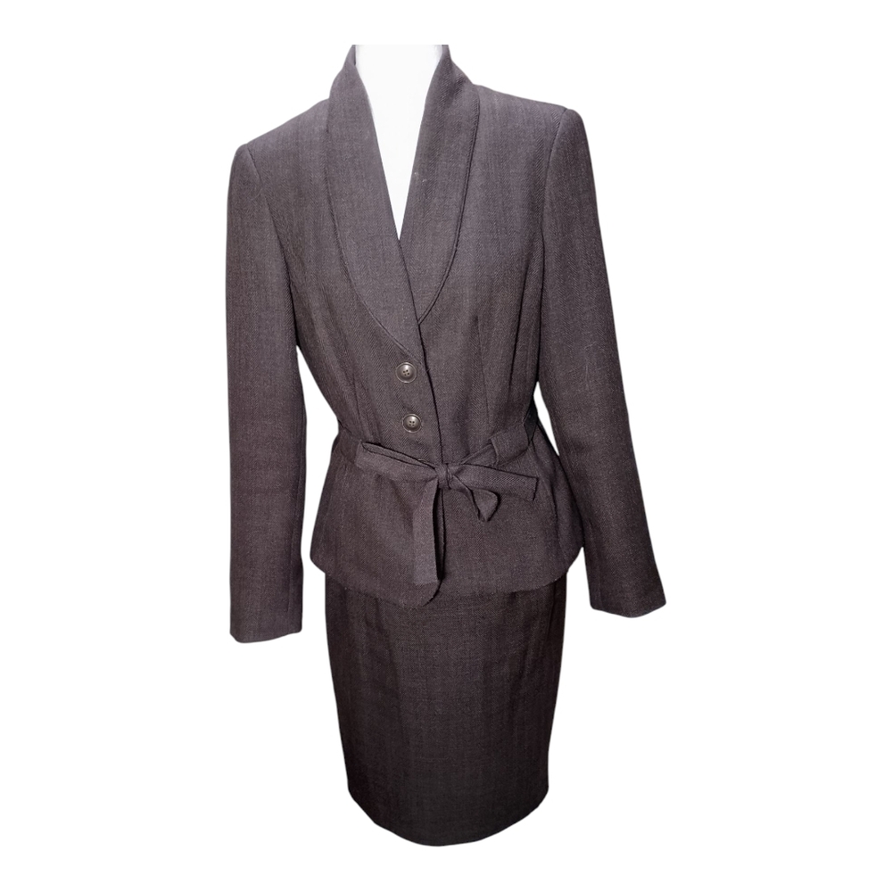 Larry Levine Brown Skirt Set Classic Business Size 4